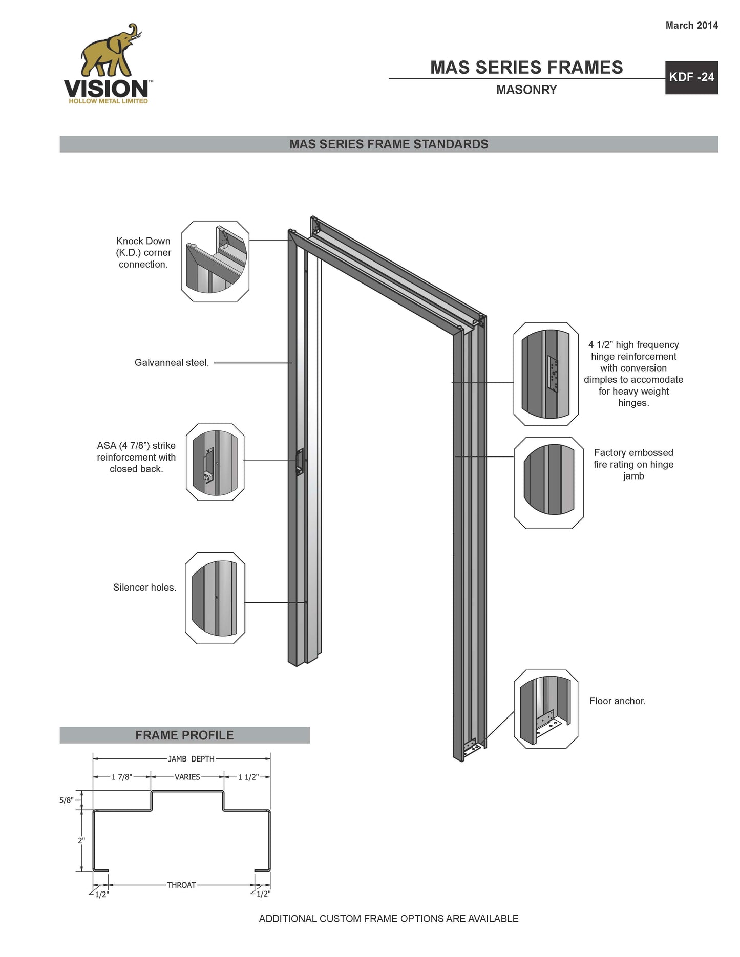 VISION HOLLOW METAL, MAS SERIES FRAMES, KDF - 24